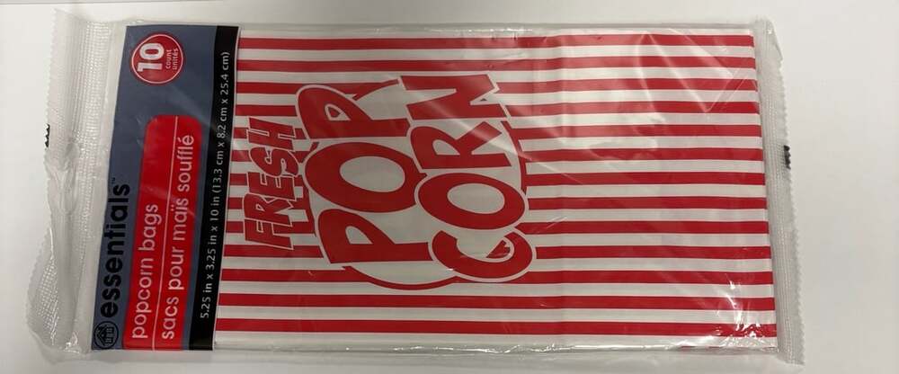 Essentials Popcorn Bags Red and White Stripe 10 Count